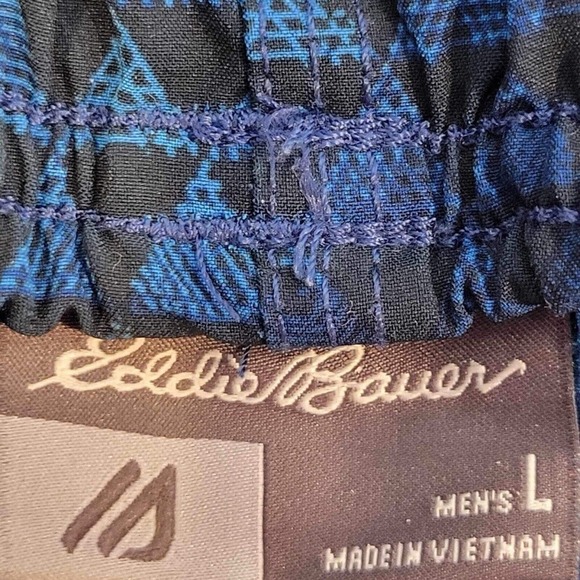 Eddie Bauer Travex Shorts Mens Large L Blue Stretch Drawstring Poly Nylon Cargo - Picture 5 of 12